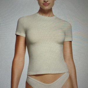 Skims cotton jersey t-shirt in Bone